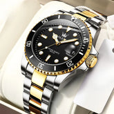 Relógio Masculino Subversive aço inoxidável dourado prateado mostrador preto elegante resistente água