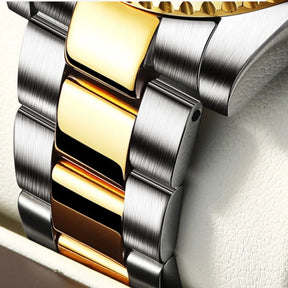 Relógio Masculino Subversive aço inoxidável dourado prateado mostrador preto elegante resistente água
