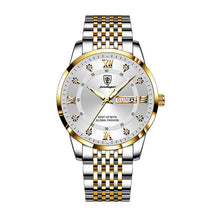 Relógio masculino visor prata com pulseira inox e zircônias cravejadas