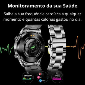 Smartwatch Modern Iron prata com pulseira de aço inoxidável e display digital