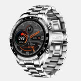 Smartwatch Modern Iron prata com pulseira de aço inoxidável e display digital